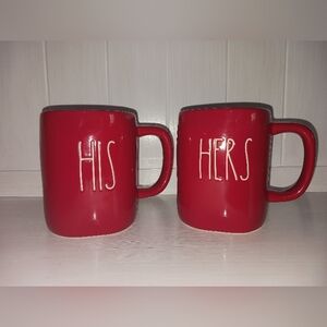 Rae Dunn HIS & HERS Red Mugs